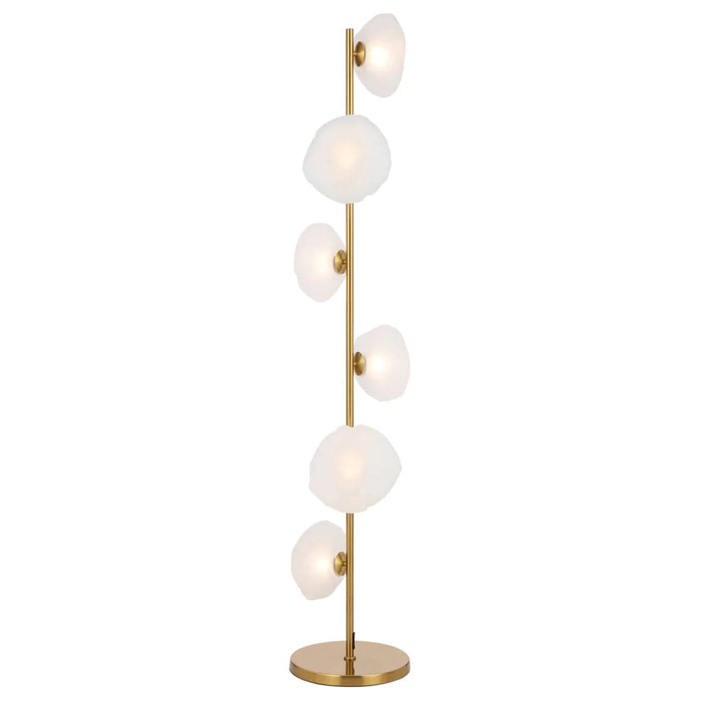 Telbix Lighting Table Lamps Zecca 6Lt Floor Lamp in Antique Gold & Frost Lights-For-You ZECCA FL6-AGFR