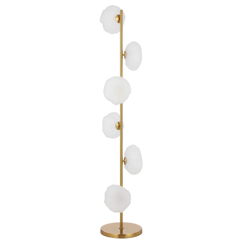 Telbix Lighting Table Lamps Zecca 6Lt Floor Lamp in Antique Gold & Frost Lights-For-You ZECCA FL6-AGFR