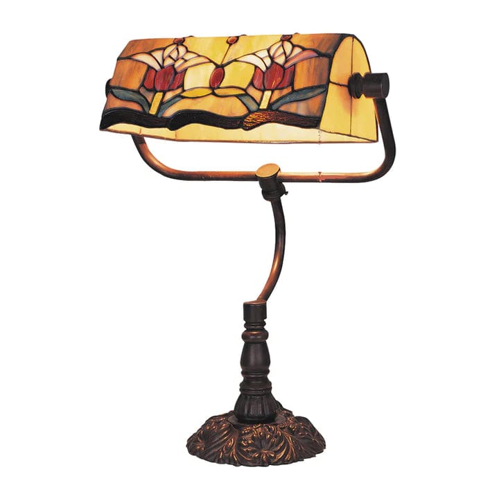 Tiffany Table Lamps Bronze Red Tulip Tiffany Bankers Lamp 240V with beautiful design Lights-For-You TBL1233RDC6