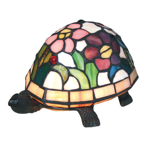 Tiffany Table Lamps Bronze/MultiColor Rose Turtle Table Lamp-TL-816/QN07 TL-816/QN07