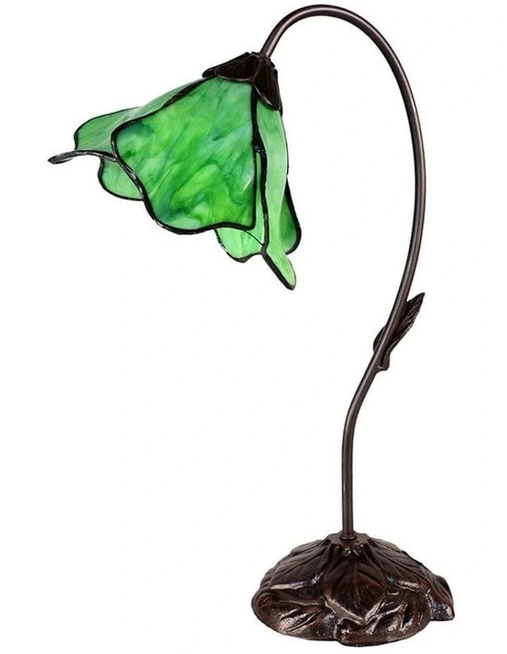 Tiffany Table Lamps Green Tiffany Single Lotus Table Lamp with beautiful lotus pad base Lights-For-You TBL1278BZC6