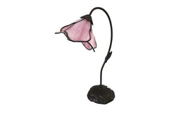 Tiffany Table Lamps Pink Tiffany Single Lotus Table Lamp with beautiful lotus pad base Lights-For-You TBL1272BZC6