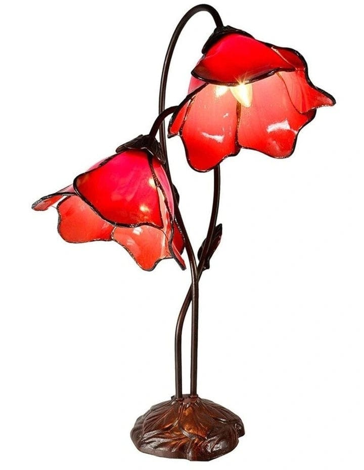 Tiffany Table Lamps Red Tiffany Twin Lotus Table Lamps Lights-For-You TBL1274BZC6