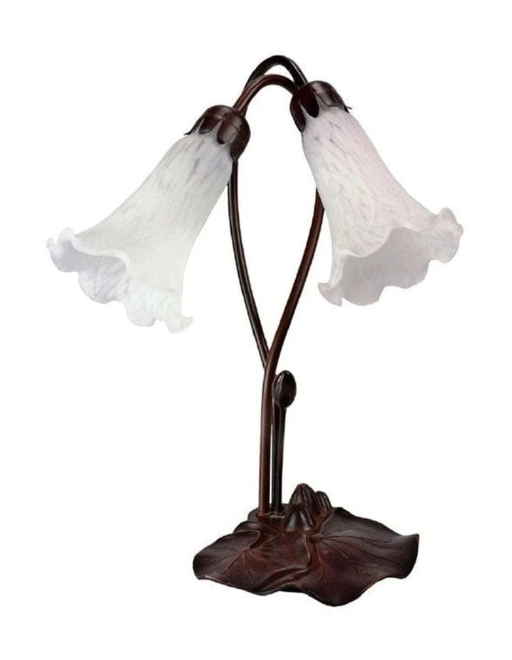 Tiffany Table Lamps Bronze/White Twin Lily Lamp White TLA1-002/WT Lights-For-You TLA1-002/WT
