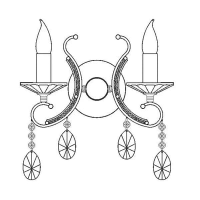 Vencha Lighting Lighting Asfour Crystal 2Lt Wall Light in Chrome or Gold Lights-For-You