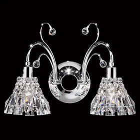Vencha Lighting Lighting Asfour Crystal 2Lt Wall Light in Chrome or Gold Lights-For-You W-031-2L-CH