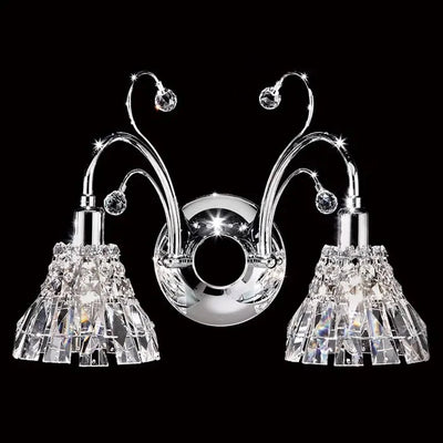 Vencha Lighting Lighting Asfour Crystal 2Lt Wall Light in Chrome or Gold Lights-For-You W-031-2L-CH