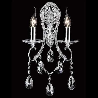 Vencha Lighting Lighting Asfour Crystal 2Lt Wall Light in Chrome or Gold Lights-For-You W-2013-2L-CH