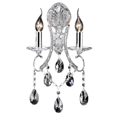 Vencha Lighting Lighting Asfour Crystal 2Lt Wall Light in Chrome or Gold Lights-For-You W-2013-2L-GD