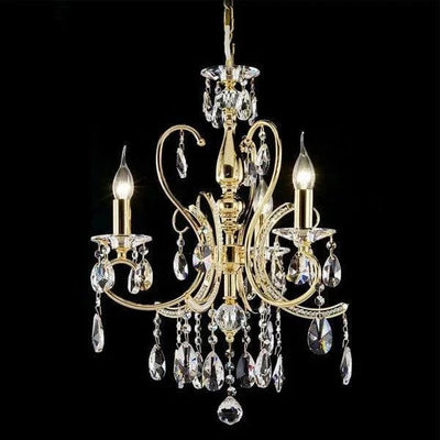 Vencha Lighting Lighting Asfour Crystal 3Lt Chandelier in Chrome or Gold Lights-For-You K-2013-18-3L-GD