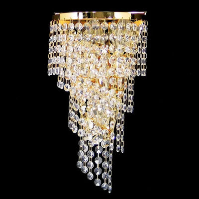 Vencha Lighting Lighting Asfour Crystal 3Lt Wall Light in Chrome or Gold Lights-For-You W-701-3L-14-GD