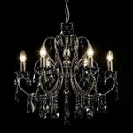 Vencha Lighting Lighting Asfour Crystal 6Lt Chandelier in Black Chrome Lights-For-You K-2013-24-6L-BK-CH