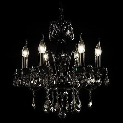Vencha Lighting Lighting Asfour Crystal 6Lt Chandelier in Chrome, Gold or Black Lights-For-You K-5521-19-6L-911-BK