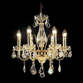 Vencha Lighting Lighting Asfour Crystal 6Lt Chandelier in Chrome, Gold or Black Lights-For-You K-5521-19-6L-911-GD
