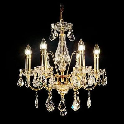 Vencha Lighting Lighting Asfour Crystal 6Lt Chandelier in Chrome, Gold or Black Lights-For-You K-5521-19-6L-911-GD
