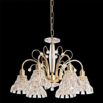 Vencha Lighting Lighting Asfour Crystal 6Lt Chandelier in Chrome or Gold Lights-For-You K-031-20-6L-GD