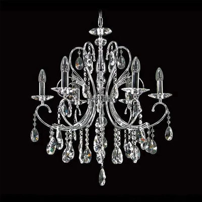 Vencha Lighting Lighting Asfour Crystal 6Lt Chandelier in Chrome or Gold Lights-For-You K-2013-24-6L-CH