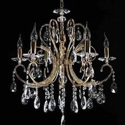 Vencha Lighting Lighting Asfour Crystal 6Lt Chandelier in Chrome or Gold Lights-For-You K-2013-24-6L-GD
