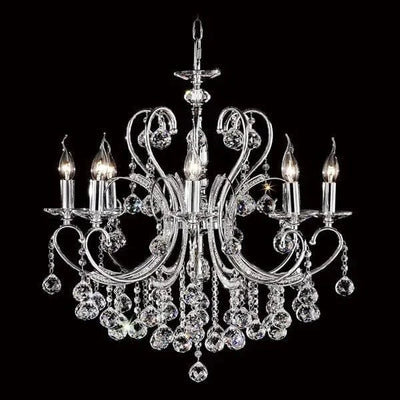Vencha Lighting Lighting Asfour Crystal 8Lt Chandelier in Chrome or Gold Lights-For-You K-2013-26-8L-CH