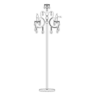 Vencha Lighting Lighting Asfour Crystal Floor Lamp 3Lt in Gold or Chrome Lights-For-You ST-2013-3L-CH