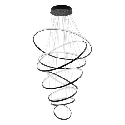 Vencha Lighting Lighting Crown 8 Ring Pendant Light 3000k/5000k in Black, Chrome or Gold Lights-For-You 5510128-BK-3K