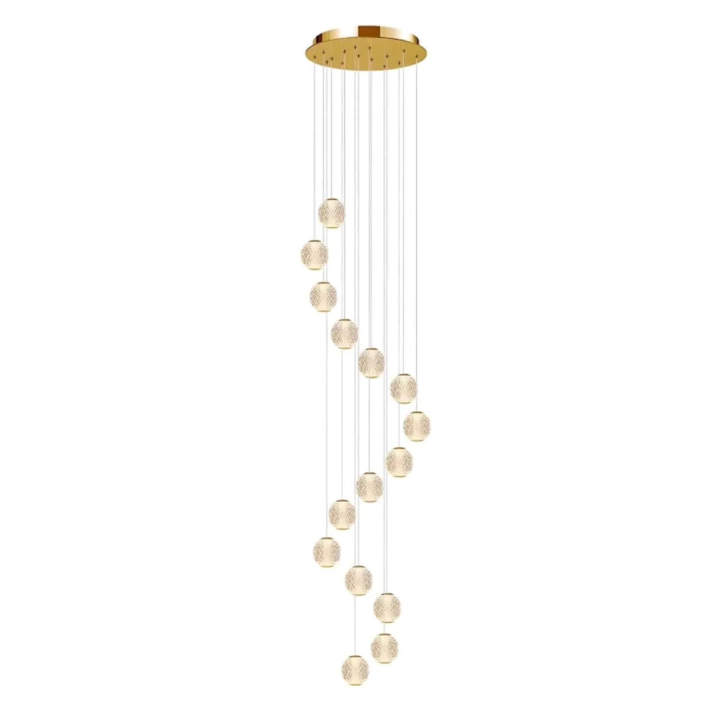 Vencha Lighting Lighting Langdon LED Pendant Light 15Lt 90w Gold, Black Lights-For-You 5510195-GD-3K