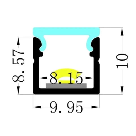 Vencha Lighting Lighting VC1010E Square Aluminium Profile with Diffuser - 1m Lights-For-You 5536001