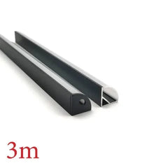 Vencha Lighting Lighting VC1616A Black Corner Aluminium Profile with Frost Diffuser - 3m Lights-For-You 5536024-BLK-3M