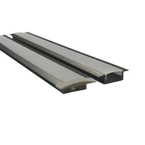 Vencha Lighting Lighting VC2707 Wide Winged Aluminium Profile with Diffuser - 1m - Black Lights-For-You 5536085-BLK