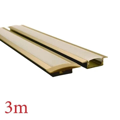 Vencha Lighting Lighting VC2707 Wide Winged Aluminium Profile with Diffuser - 3m - Gold Lights-For-You 5536086-GD-3M