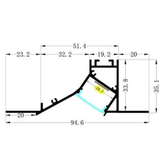 Vencha Lighting Lighting VCB007 Plasterboard Deep Recessed Aluminium Profile with Diffuser - 1m Lights-For-You 5536105