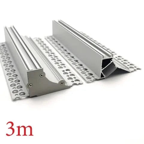 Vencha Lighting Lighting VCB007 Plasterboard Deep Recessed Aluminium Profile with Diffuser - 3m Lights-For-You 5536105-3M