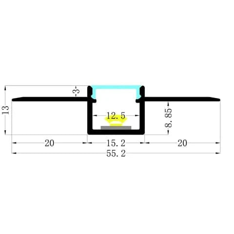 Vencha Lighting Lighting VCB015 Plasterboard Square Aluminium Profile with Diffuser - 1m Lights-For-You 5536100