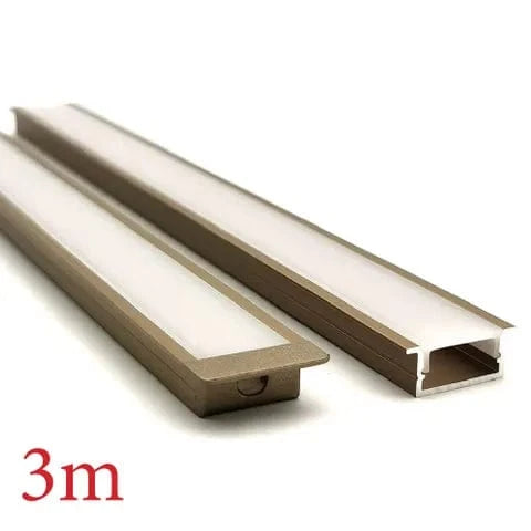 Vencha Lighting Lighting VCF020 Square Winged Aluminium Profile with Diffuser - 3m - Gold Lights-For-You 5536042-GD-3M