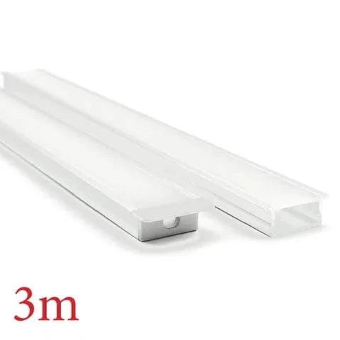 Vencha Lighting Lighting VCF020 Square Winged Aluminium Profile with Diffuser - 3m - White Lights-For-You 5536043-WH-3M