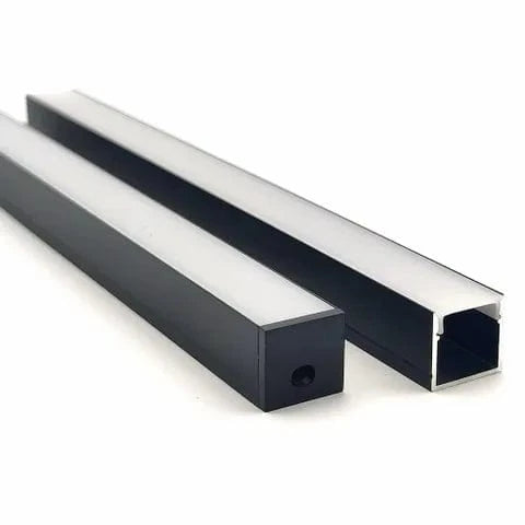 Vencha Lighting Lighting VCF025 Deep Square Aluminium Profile with Diffuser - 1m - Black Lights-For-You 5536051-BLK