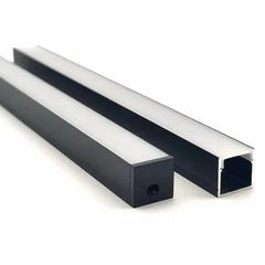 Vencha Lighting Lighting VCF025 Deep Square Aluminium Profile with Diffuser - 1m - Black Lights-For-You 5536051-BLK