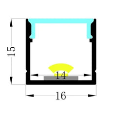 Vencha Lighting Lighting VCF025 Deep Square Aluminium Profile with Diffuser - 1m - White Lights-For-You 5536053-WH