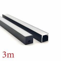 Vencha Lighting Lighting VCF025 Deep Square Aluminium Profile with Diffuser - 3m - Black Lights-For-You 5536051-BLK-3M