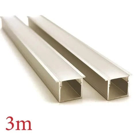 Vencha Lighting Lighting VCF026 Deep Square Winged Aluminium Profile with Diffuser - 3m - Gold Lights-For-You 5536062-GD-3M