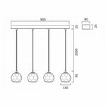 Zaha Bar LED Pendant Light 4Lt