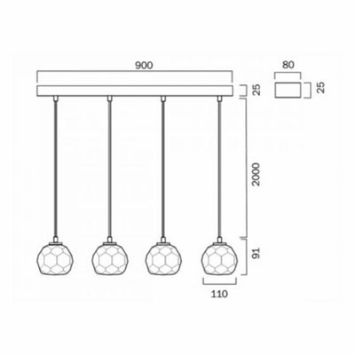 Zaha Bar LED Pendant Light 4Lt