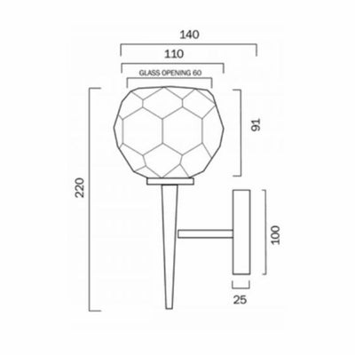 LED Wall Light 1Lt w/ Crystal Glass