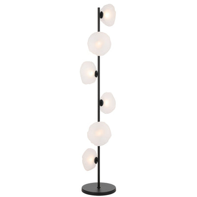 Zecca 6Lt Floor Lamp in Antique Gold & Frost