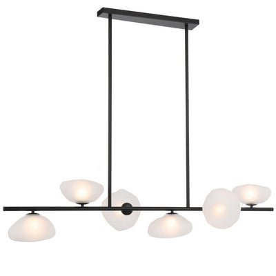 Zecca 6Lt Pendant Light in Black & Smoked Glass